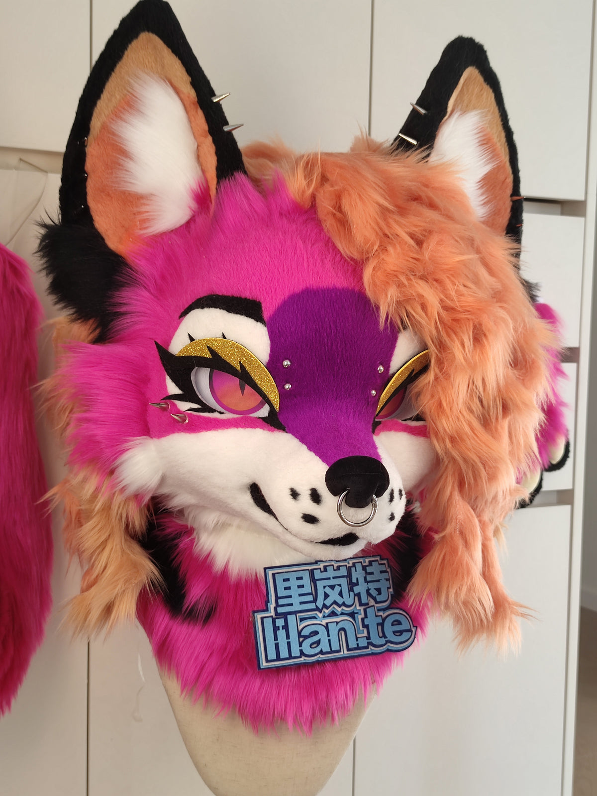 Rose Red Fox Fursuit Set with Detachable Back Hair (Gift Paws + Tail)