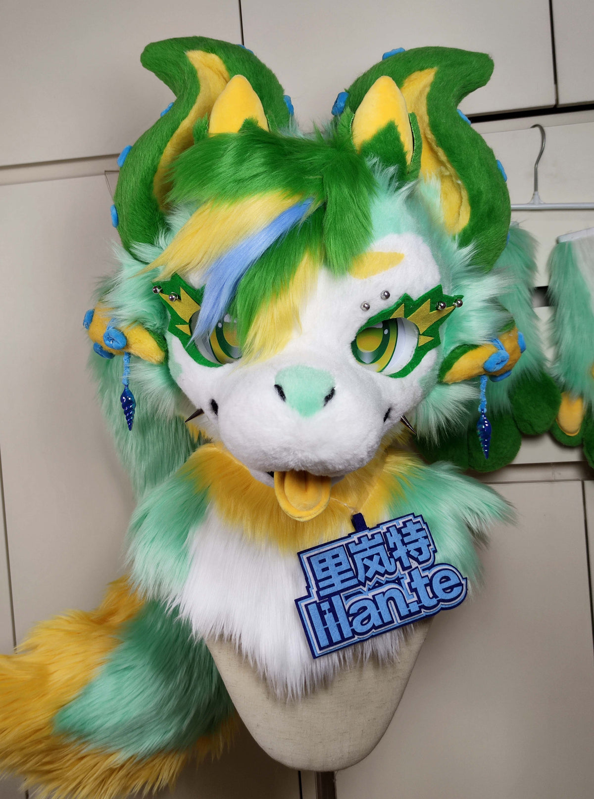 Green and Yellow Octopus Fursuit Set (Gift Paws + Tail)