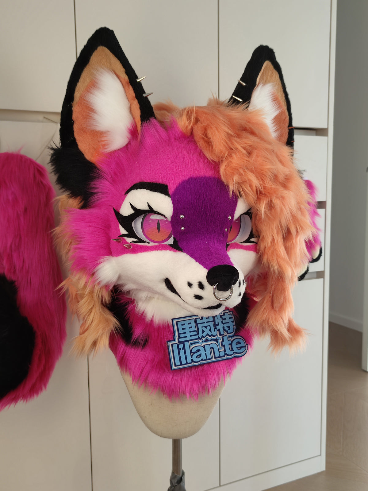Rose Red Fox Fursuit Set with Detachable Back Hair (Gift Paws + Tail)