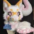 Pink and Yellow Butterfly Element Dog Fursuit Set (Gift Paws + Tail)